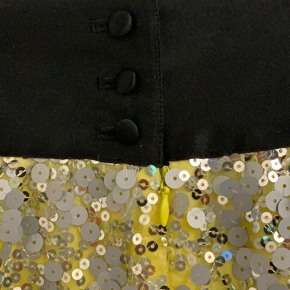 Silver Sequined Skirt with Neon Yellow Backing - Picture 3 of 4